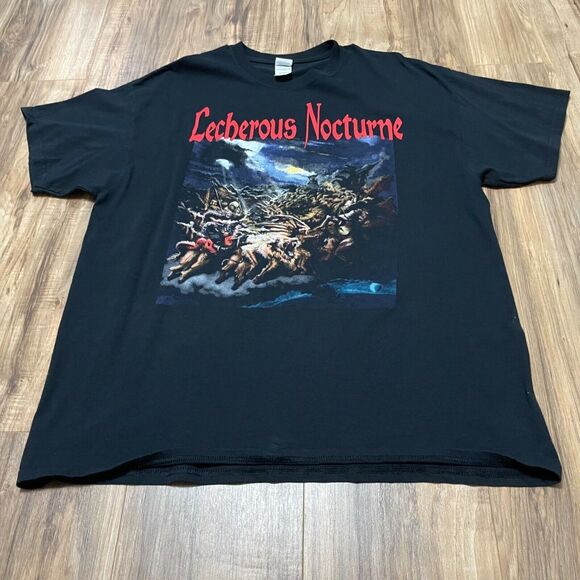 Lecherous Nocturne Size XL Band Black Tee Graphic T-Shirt on Gildan Tag - GUC - Picture 4 of 8